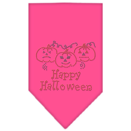 Happy Halloween Rhinestone Bandana Bright Pink Small